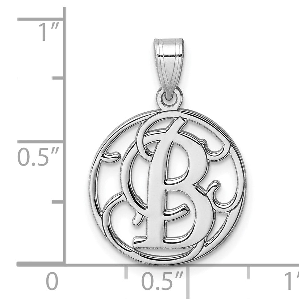 Klein Sterlingsilber Rhodiniert Fantasie Schreibschrift Buchstabe B Initiale Anhänger