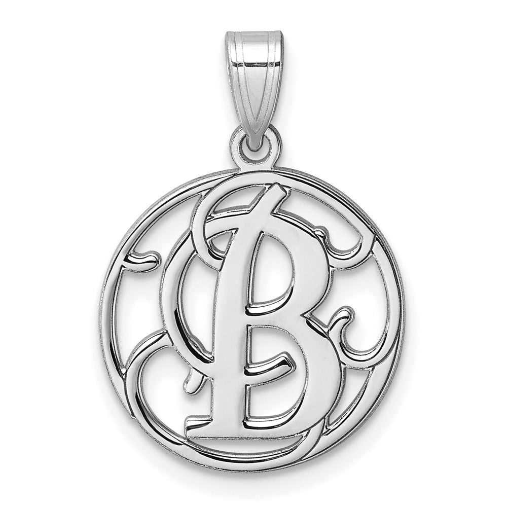 Klein Sterlingsilber Rhodiniert Fantasie Schreibschrift Buchstabe B Initiale Anhänger