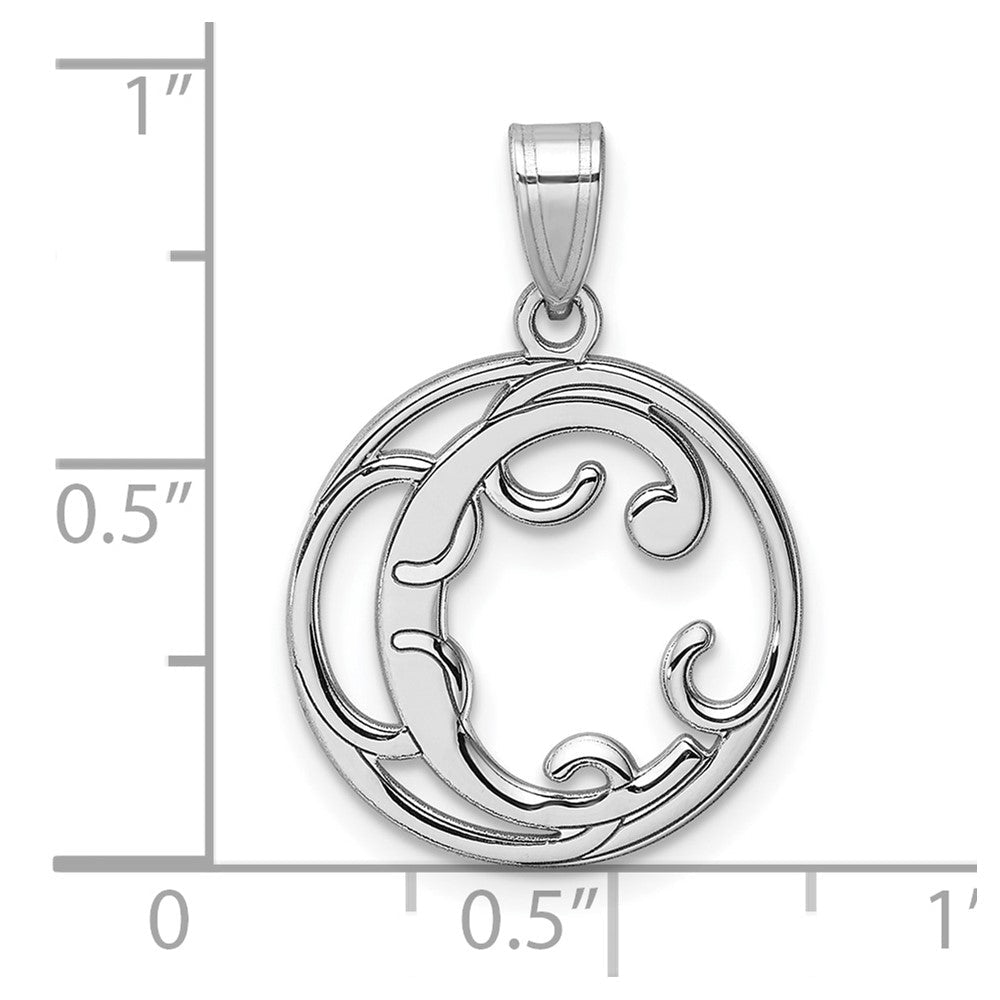 Klein Sterlingsilber Rhodiniert Fantasie Schreibschrift Buchstabe C Initiale Anhänger