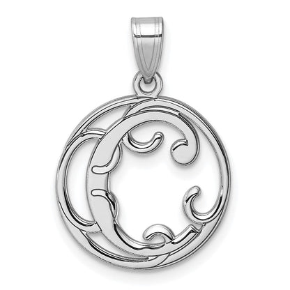 Klein Sterlingsilber Rhodiniert Fantasie Schreibschrift Buchstabe C Initiale Anhänger
