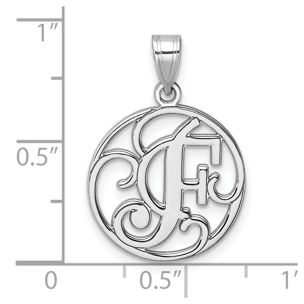 Klein Sterlingsilber Rhodiniert Fantasie Schreibschrift Buchstabe F Initiale Anhänger