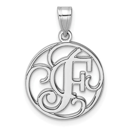 Klein Sterlingsilber Rhodiniert Fantasie Schreibschrift Buchstabe F Initiale Anhänger