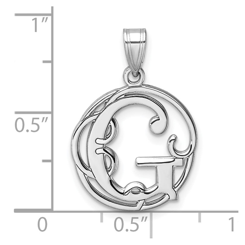 Klein Sterlingsilber Rhodiniert Fantasie Schreibschrift Buchstabe G Initiale Anhänger