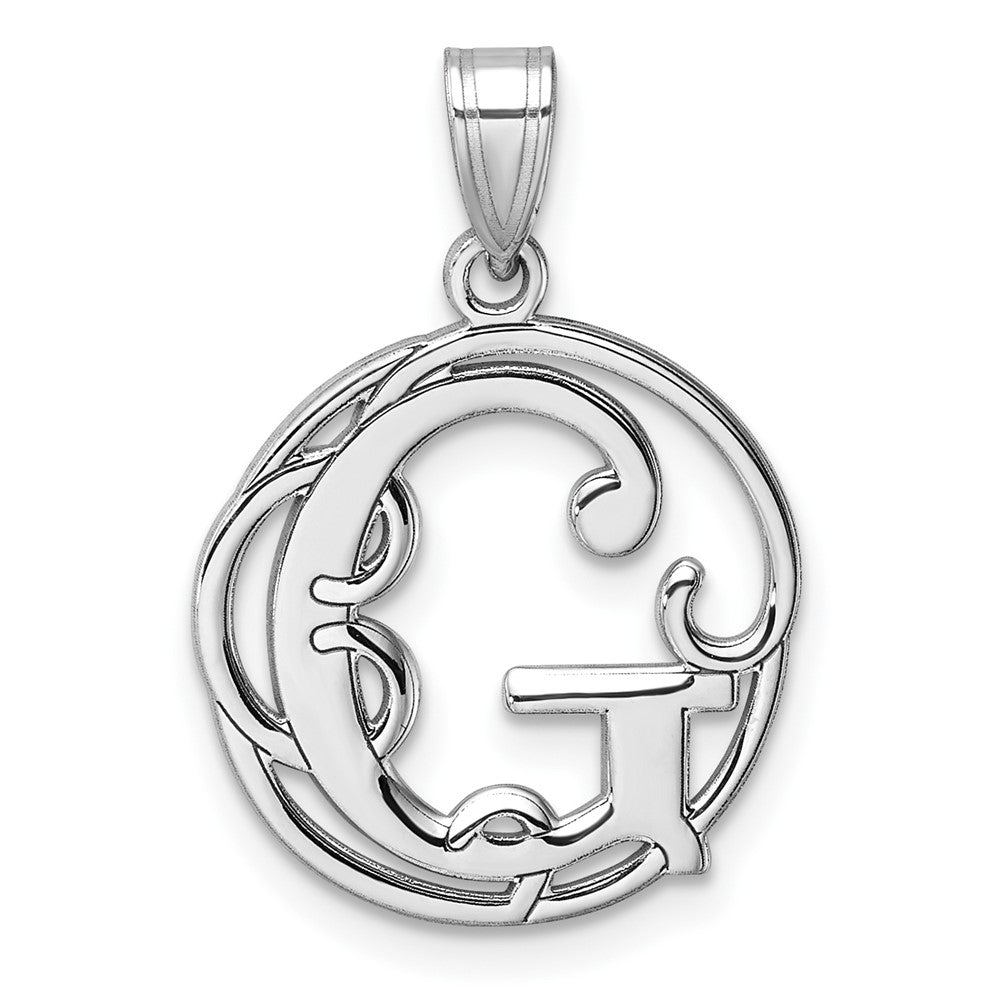 Klein Sterlingsilber Rhodiniert Fantasie Schreibschrift Buchstabe G Initiale Anhänger