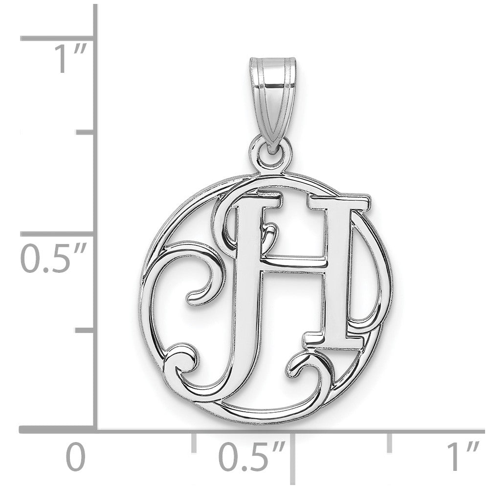 Klein Sterlingsilber Rhodiniert Fantasie Schreibschrift Buchstabe H Initiale Anhänger
