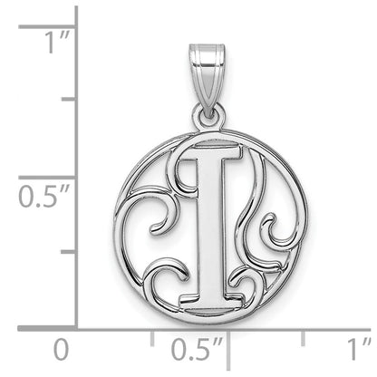 Klein Sterlingsilber Rhodiniert Fantasie Schreibschrift Buchstabe I Initiale Anhänger