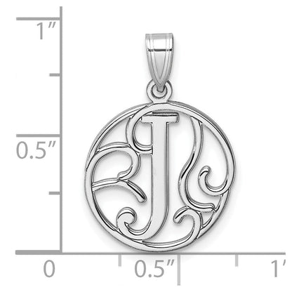 Klein Sterlingsilber Rhodiniert Fantasie Schreibschrift Buchstabe J Initiale Anhänger