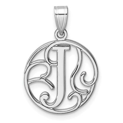 Klein Sterlingsilber Rhodiniert Fantasie Schreibschrift Buchstabe J Initiale Anhänger