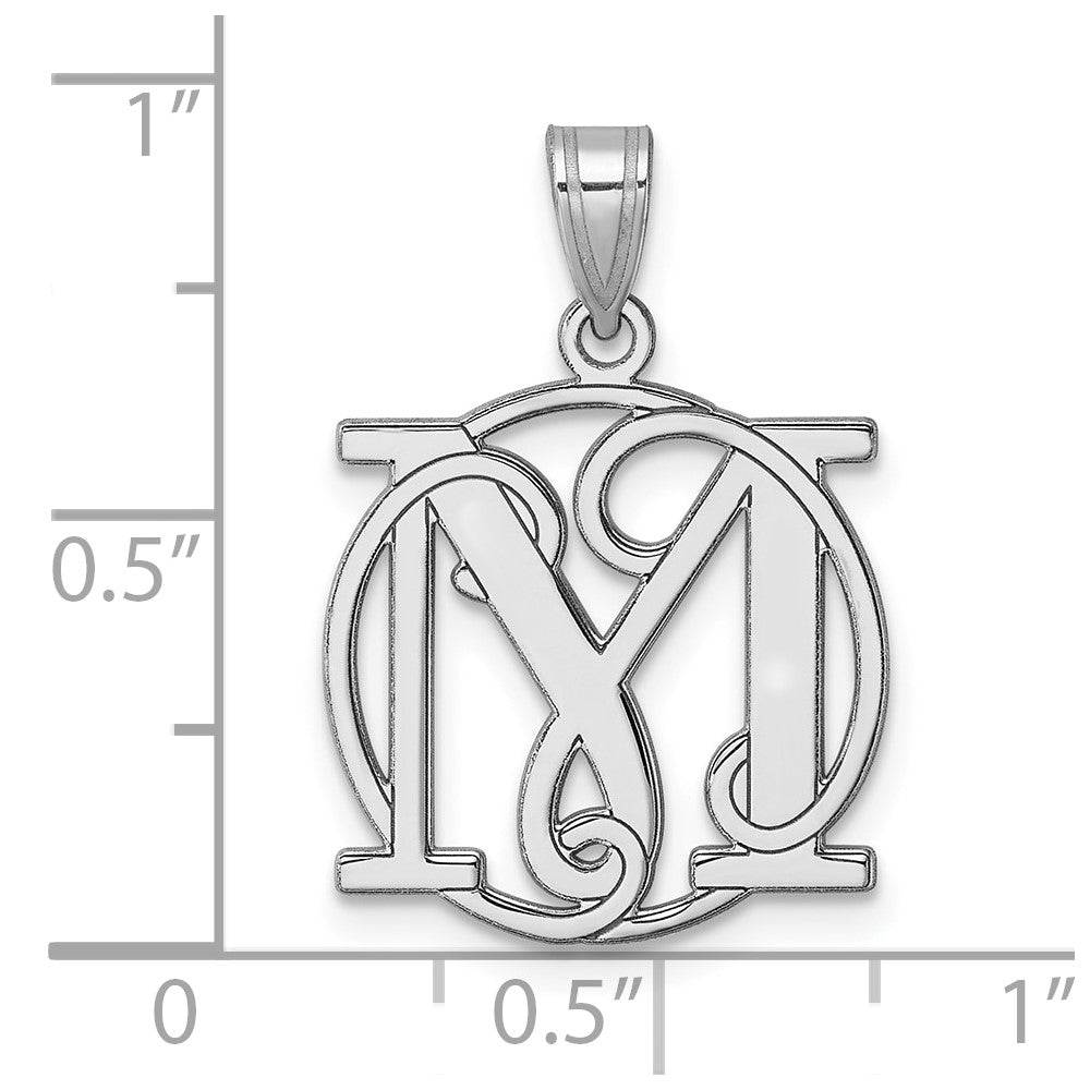 Klein Sterlingsilber Rhodiniert Fantasie Schreibschrift Buchstabe M Initiale Anhänger