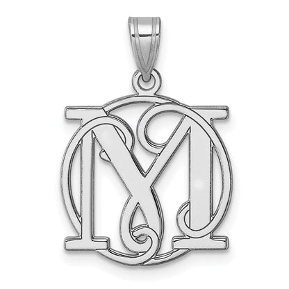 Klein Sterlingsilber Rhodiniert Fantasie Schreibschrift Buchstabe M Initiale Anhänger