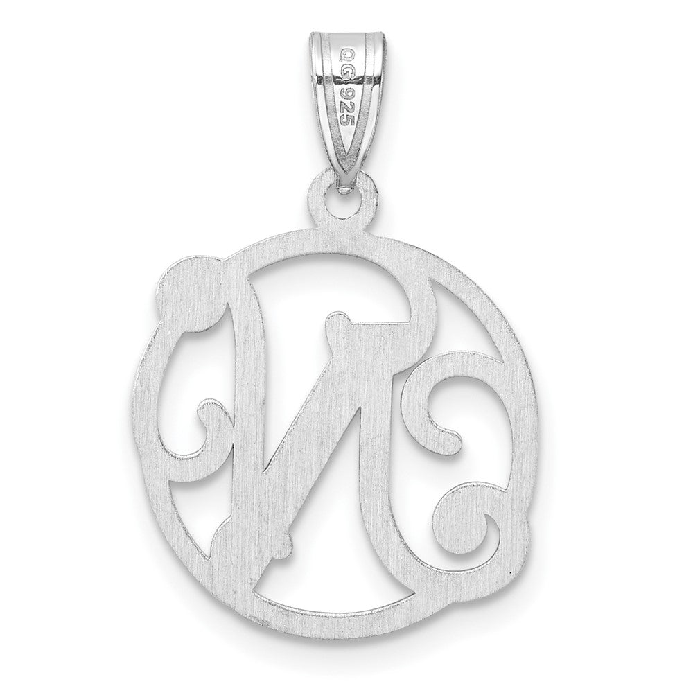Klein Sterlingsilber Rhodiniert Fantasie Schreibschrift Buchstabe N Initiale Anhänger