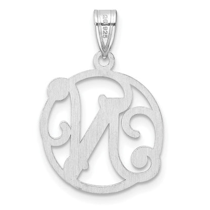 Klein Sterlingsilber Rhodiniert Fantasie Schreibschrift Buchstabe N Initiale Anhänger