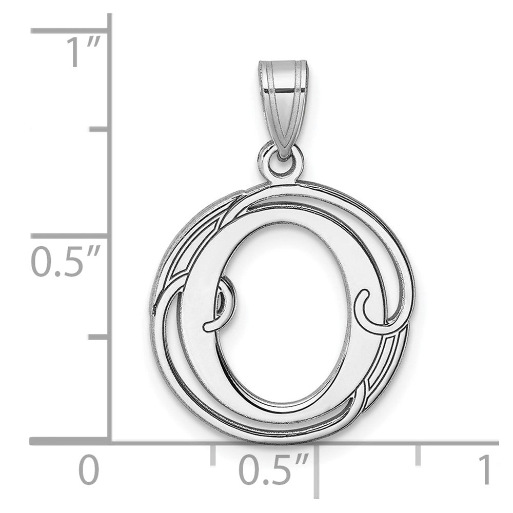 Klein Sterlingsilber Rhodiniert Fantasie Schreibschrift Buchstabe O Initiale Anhänger