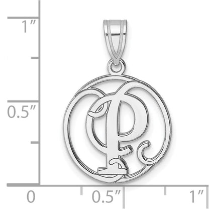 Klein Sterlingsilber Rhodiniert Fantasie Schreibschrift Buchstabe P Initiale Anhänger