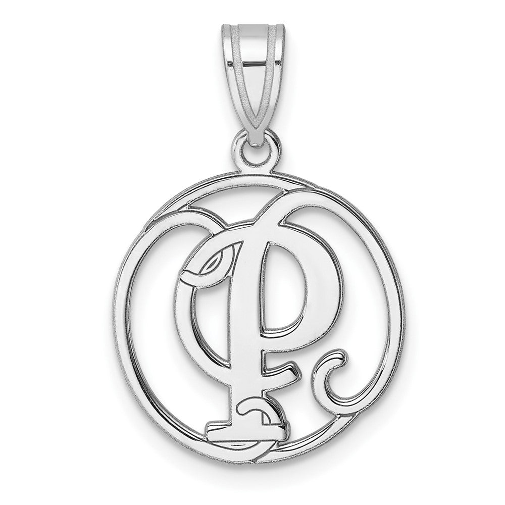 Klein Sterlingsilber Rhodiniert Fantasie Schreibschrift Buchstabe P Initiale Anhänger