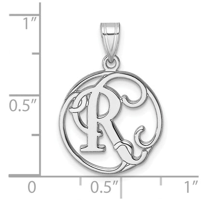 Klein Sterlingsilber Rhodiniert Fantasie Schreibschrift Buchstabe R Initiale Anhänger