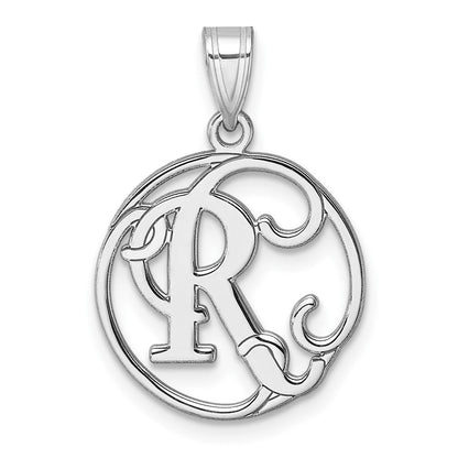 Klein Sterlingsilber Rhodiniert Fantasie Schreibschrift Buchstabe R Initiale Anhänger