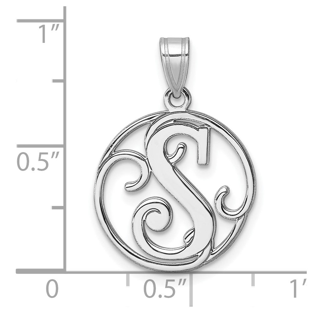 Klein Sterlingsilber Rhodiniert Fantasie Schreibschrift Buchstabe S Initiale Anhänger