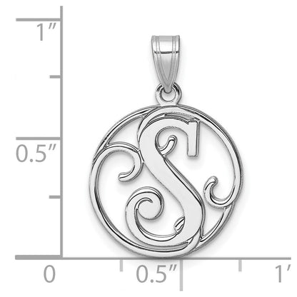 Klein Sterlingsilber Rhodiniert Fantasie Schreibschrift Buchstabe S Initiale Anhänger