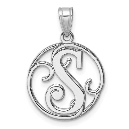 Klein Sterlingsilber Rhodiniert Fantasie Schreibschrift Buchstabe S Initiale Anhänger
