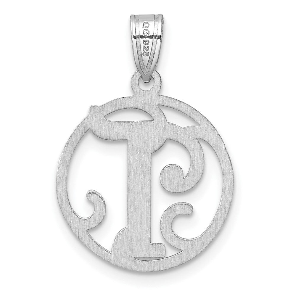 Klein Sterlingsilber Rhodiniert Fantasie Schreibschrift Buchstabe T Initiale Anhänger