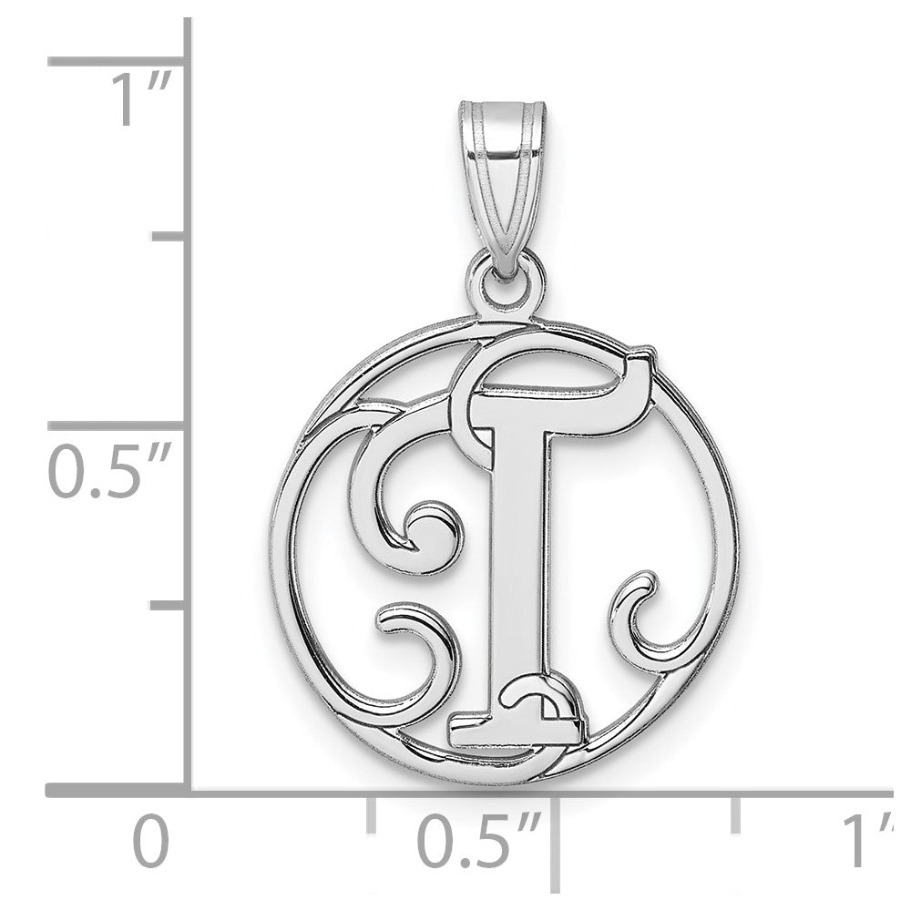 Klein Sterlingsilber Rhodiniert Fantasie Schreibschrift Buchstabe T Initiale Anhänger