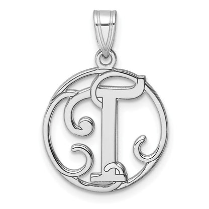 Klein Sterlingsilber Rhodiniert Fantasie Schreibschrift Buchstabe T Initiale Anhänger