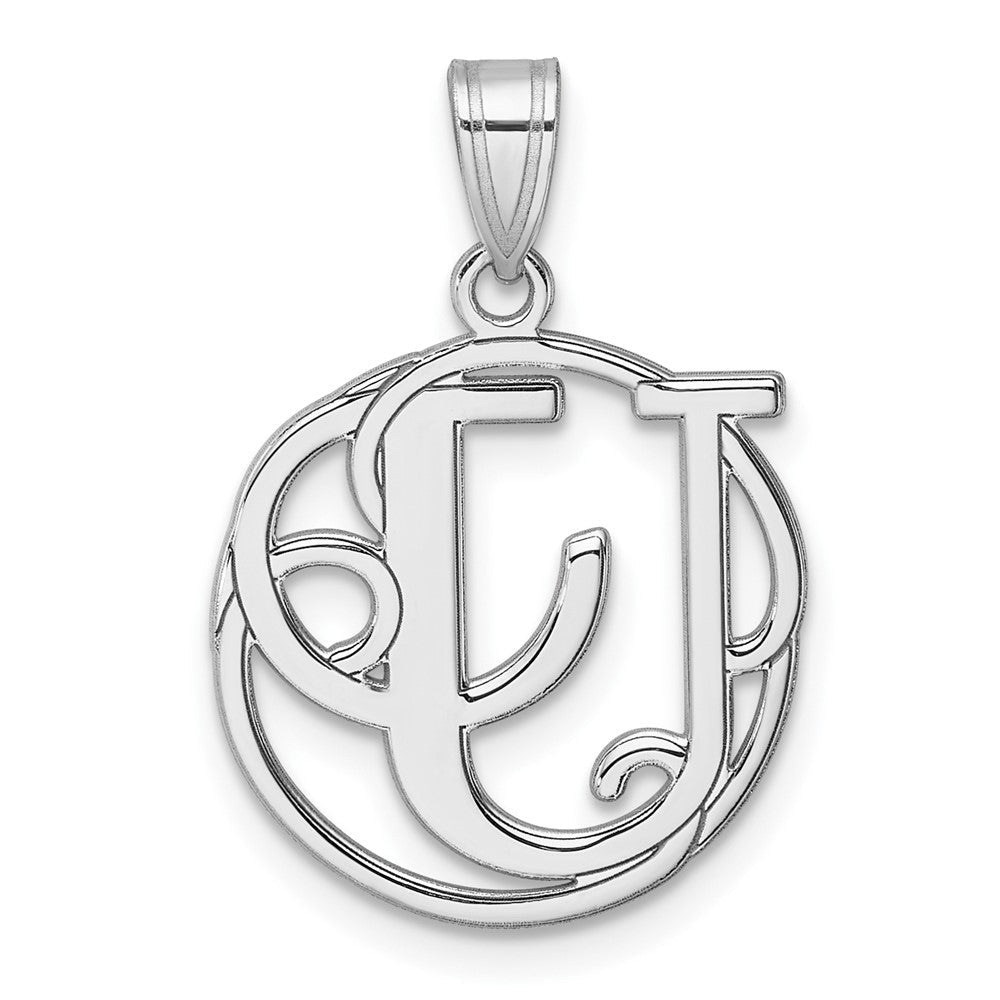 Klein Sterlingsilber Rhodiniert Fantasie Schreibschrift Buchstabe U Initiale Anhänger