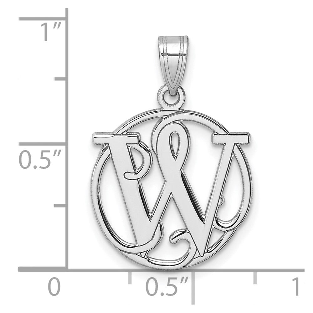 Klein Sterlingsilber Rhodiniert Fantasie Schreibschrift Buchstabe W Initiale Anhänger