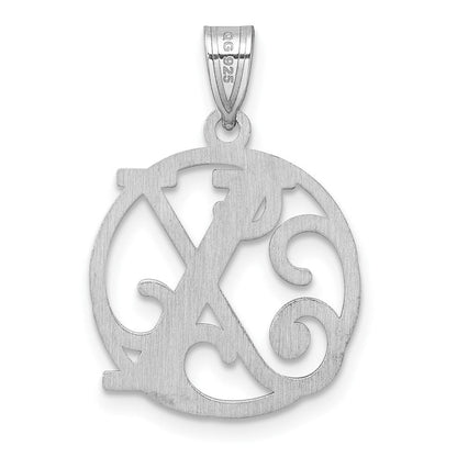 Klein Sterlingsilber Rhodiniert Fantasie Schreibschrift Buchstabe X Initiale Anhänger