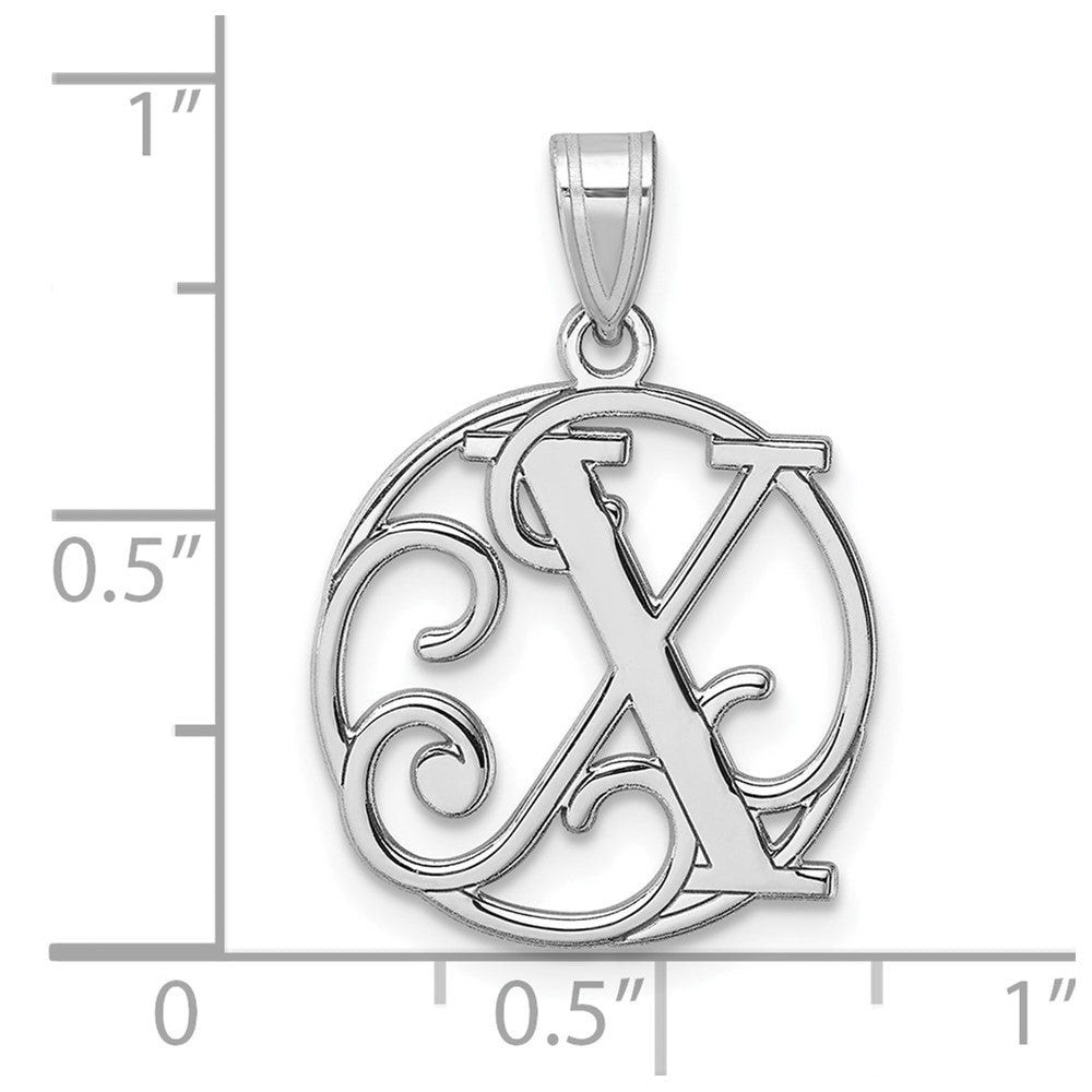 Klein Sterlingsilber Rhodiniert Fantasie Schreibschrift Buchstabe X Initiale Anhänger