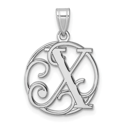 Klein Sterlingsilber Rhodiniert Fantasie Schreibschrift Buchstabe X Initiale Anhänger