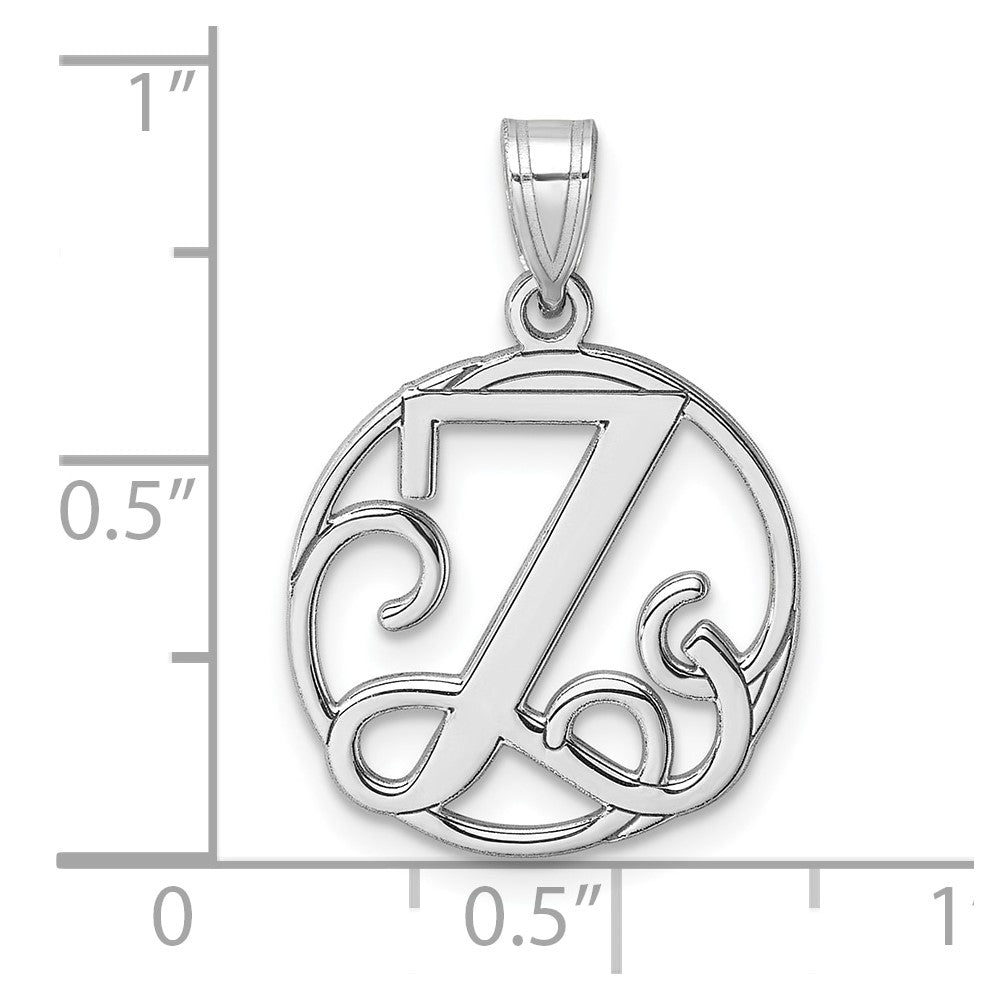 Klein Sterlingsilber Rhodiniert Fantasie Schreibschrift Buchstabe Z Initiale Anhänger