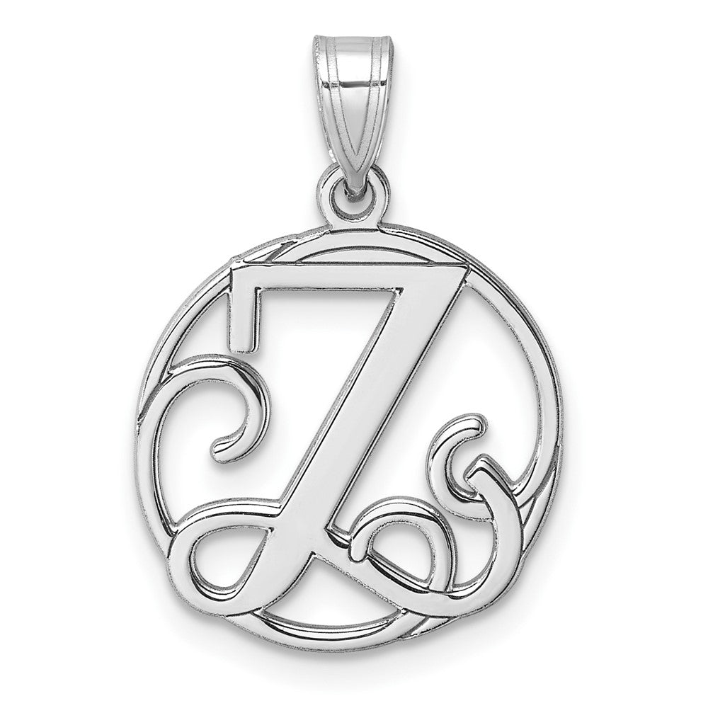 Klein Sterlingsilber Rhodiniert Fantasie Schreibschrift Buchstabe Z Initiale Anhänger