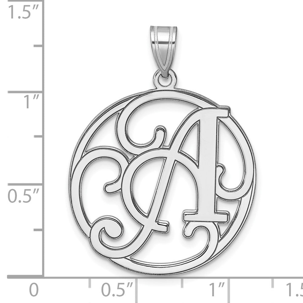 Groß Sterlingsilber Rhodiniert Fantasie Schreibschrift Buchstabe Initiale Anhänger