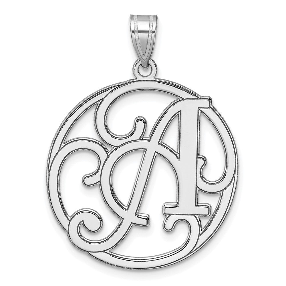 Groß Sterlingsilber Rhodiniert Fantasie Schreibschrift Buchstabe Initiale Anhänger