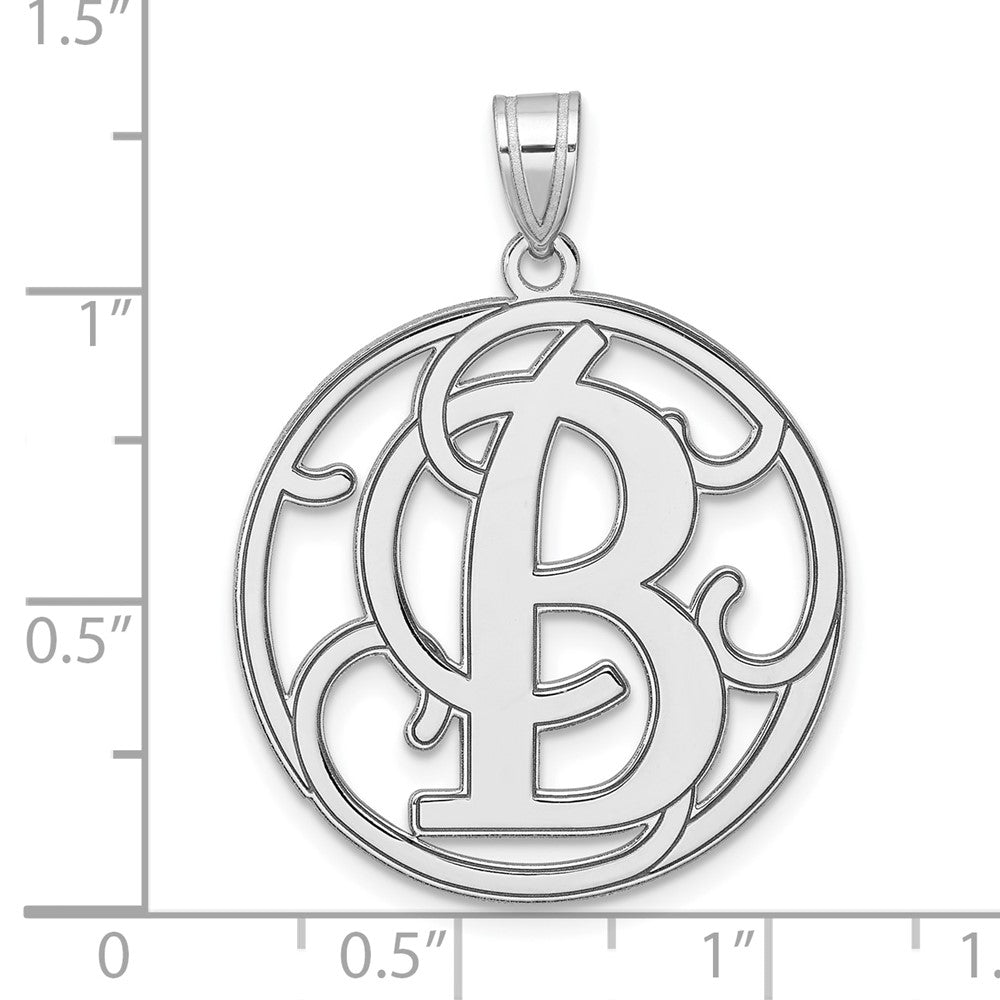 Groß Sterlingsilber Rhodiniert Fantasie Schreibschrift Buchstabe B Initiale Anhänger