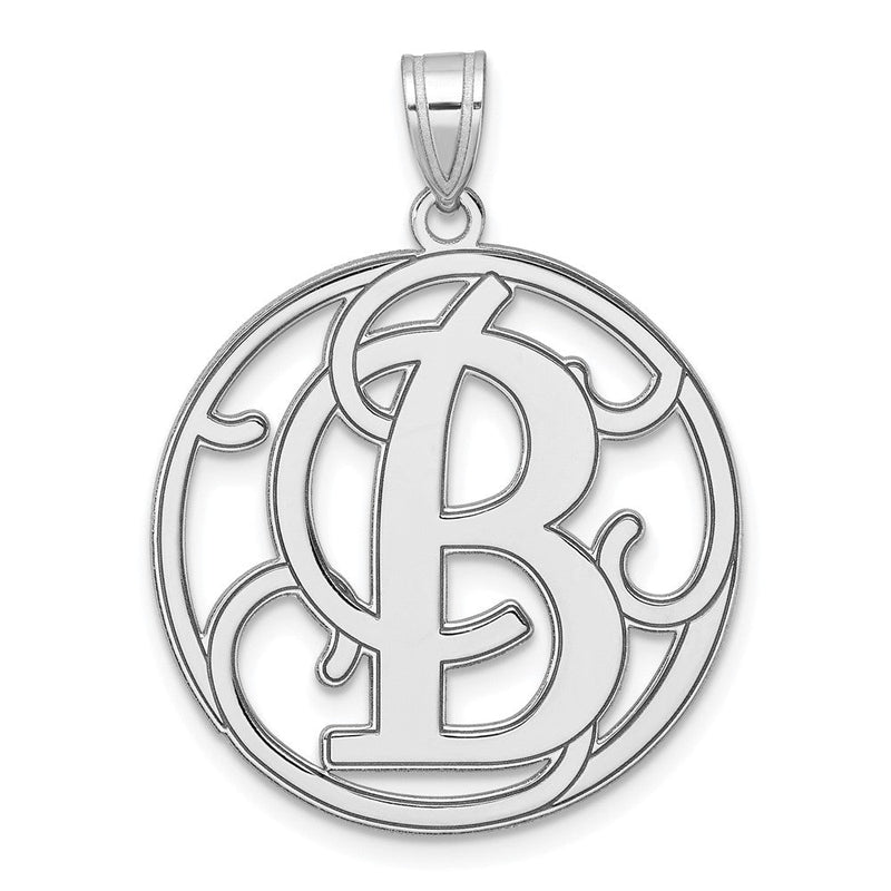 Groß Sterlingsilber Rhodiniert Fantasie Schreibschrift Buchstabe B Initiale Anhänger