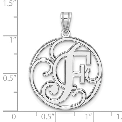 Groß Sterlingsilber Rhodiniert Fantasie Schreibschrift Buchstabe F Initiale Anhänger