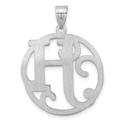 Groß Sterlingsilber Rhodiniert Fantasie Schreibschrift Buchstabe H Initiale Anhänger