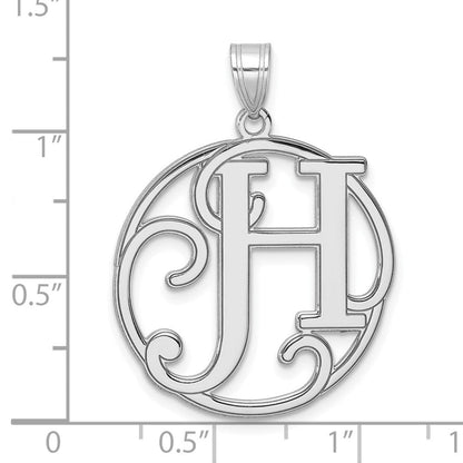 Groß Sterlingsilber Rhodiniert Fantasie Schreibschrift Buchstabe H Initiale Anhänger