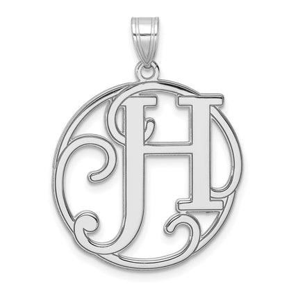 Groß Sterlingsilber Rhodiniert Fantasie Schreibschrift Buchstabe H Initiale Anhänger