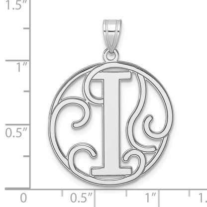 Groß Sterlingsilber Rhodiniert Fantasie Schreibschrift Buchstabe I Initiale Anhänger