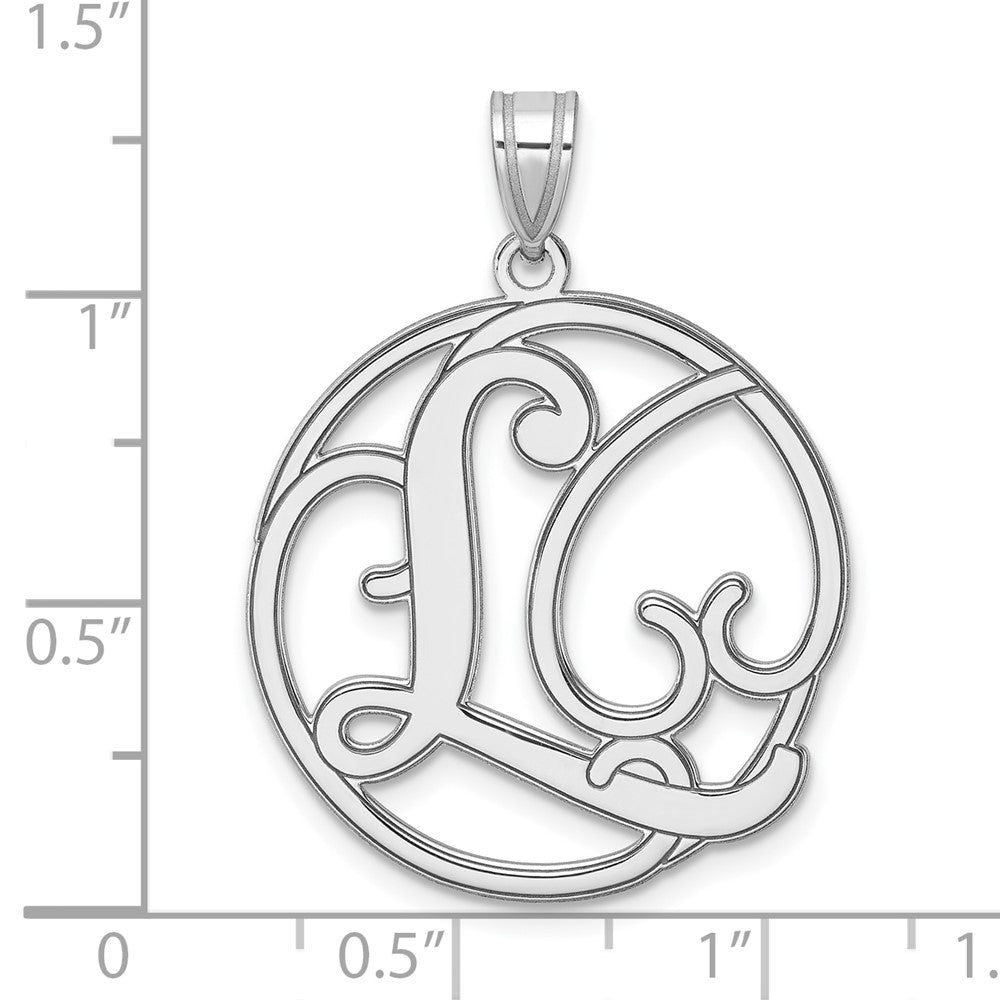 Groß Sterlingsilber Rhodiniert Fantasie Schreibschrift Buchstabe L Initiale Anhänger