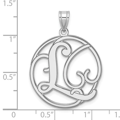 Groß Sterlingsilber Rhodiniert Fantasie Schreibschrift Buchstabe L Initiale Anhänger