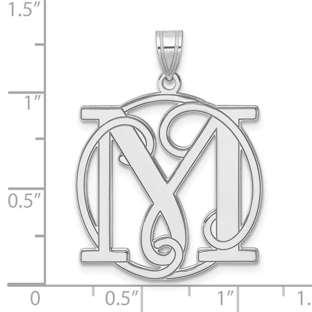 Groß Sterlingsilber Rhodiniert Fantasie Schreibschrift Buchstabe M Initiale Anhänger