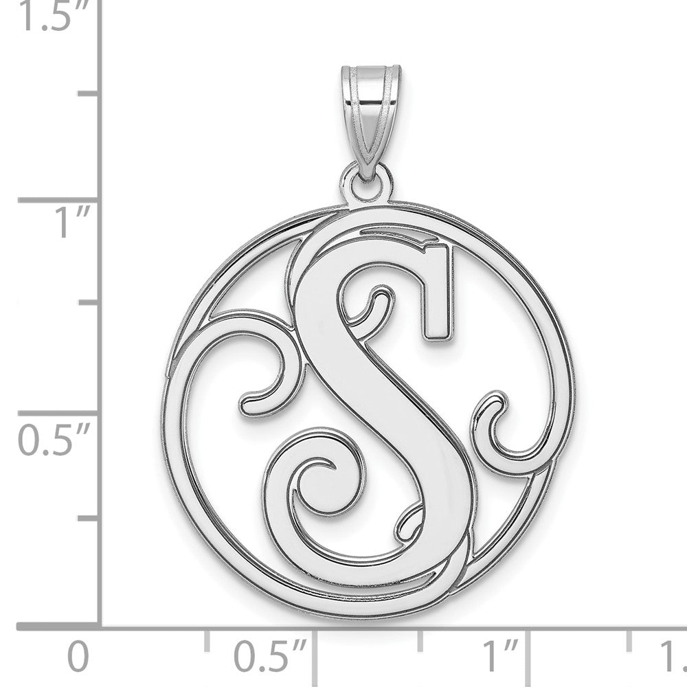 Groß Sterlingsilber Rhodiniert Fantasie Schreibschrift Buchstabe S Initiale Anhänger