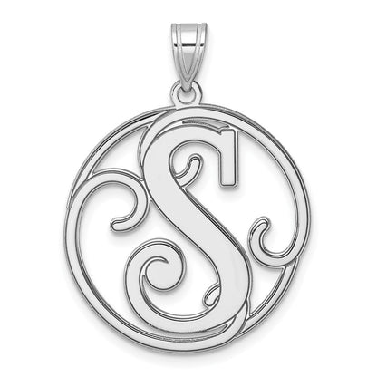 Groß Sterlingsilber Rhodiniert Fantasie Schreibschrift Buchstabe S Initiale Anhänger