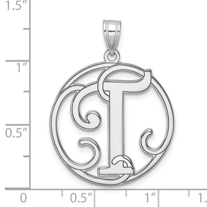 Groß Sterlingsilber Rhodiniert Fantasie Schreibschrift Buchstabe T Initiale Anhänger