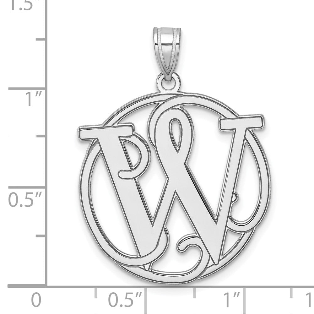 Groß Sterlingsilber Rhodiniert Fantasie Schreibschrift Buchstabe W Initiale Anhänger